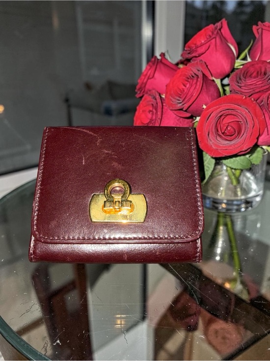 Salvatore Ferragamo Accessories - Vintage Salvatore Ferragamo Gancini Leather Compact Wallet Bordeaux Red